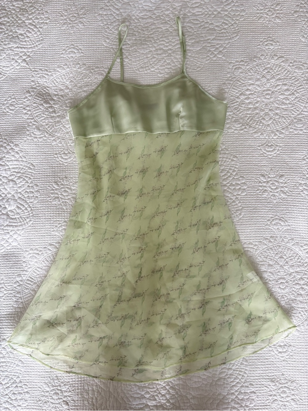 Vintage 90s Semi Sheer Pastel Green Slip Mini Dress Swim Coverup